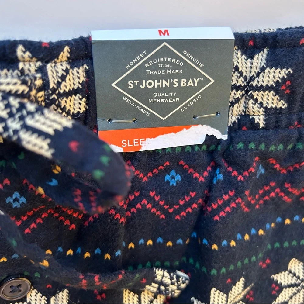 NEW St John’s Bay Men’s Flannel Pajama Pants Fair Isle Print Size Medium